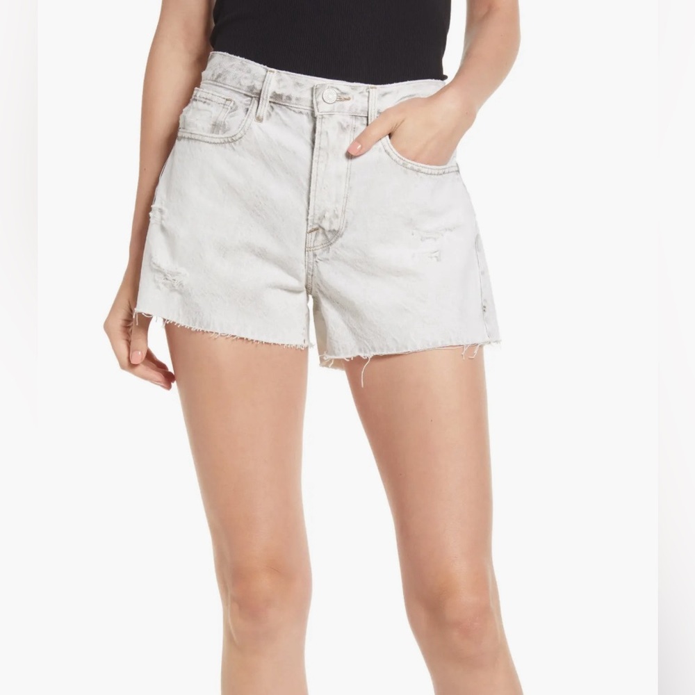 Frame Le Brigette High Waist Raw Hem Denim Shorts